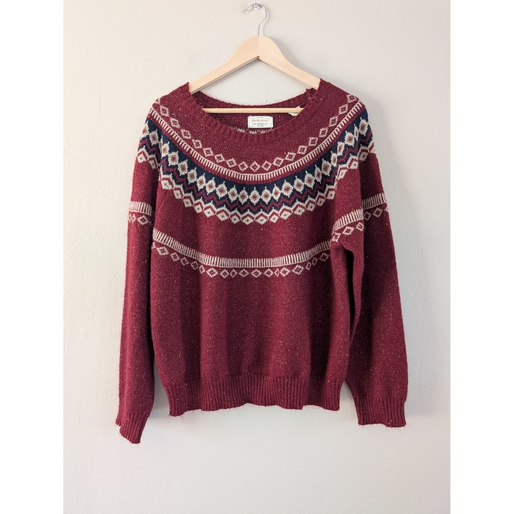 Weatherproof Vintage Fair Isle Sweater Burgundy Speckled XL Cabin Holiday Winter